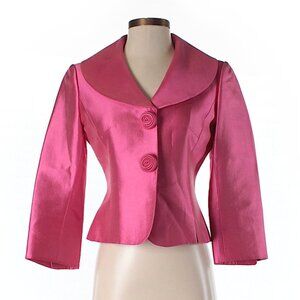 TAHARI size 2 hot pink wool / silk jacket blazer